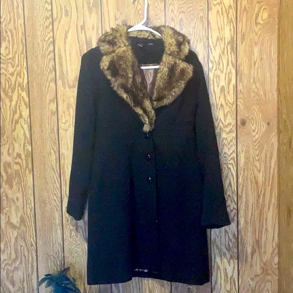 Windsor Faux Fur Black Button Down Long Formal Dress Jacket EUC Womens Small EUC - Picture 1 of 8